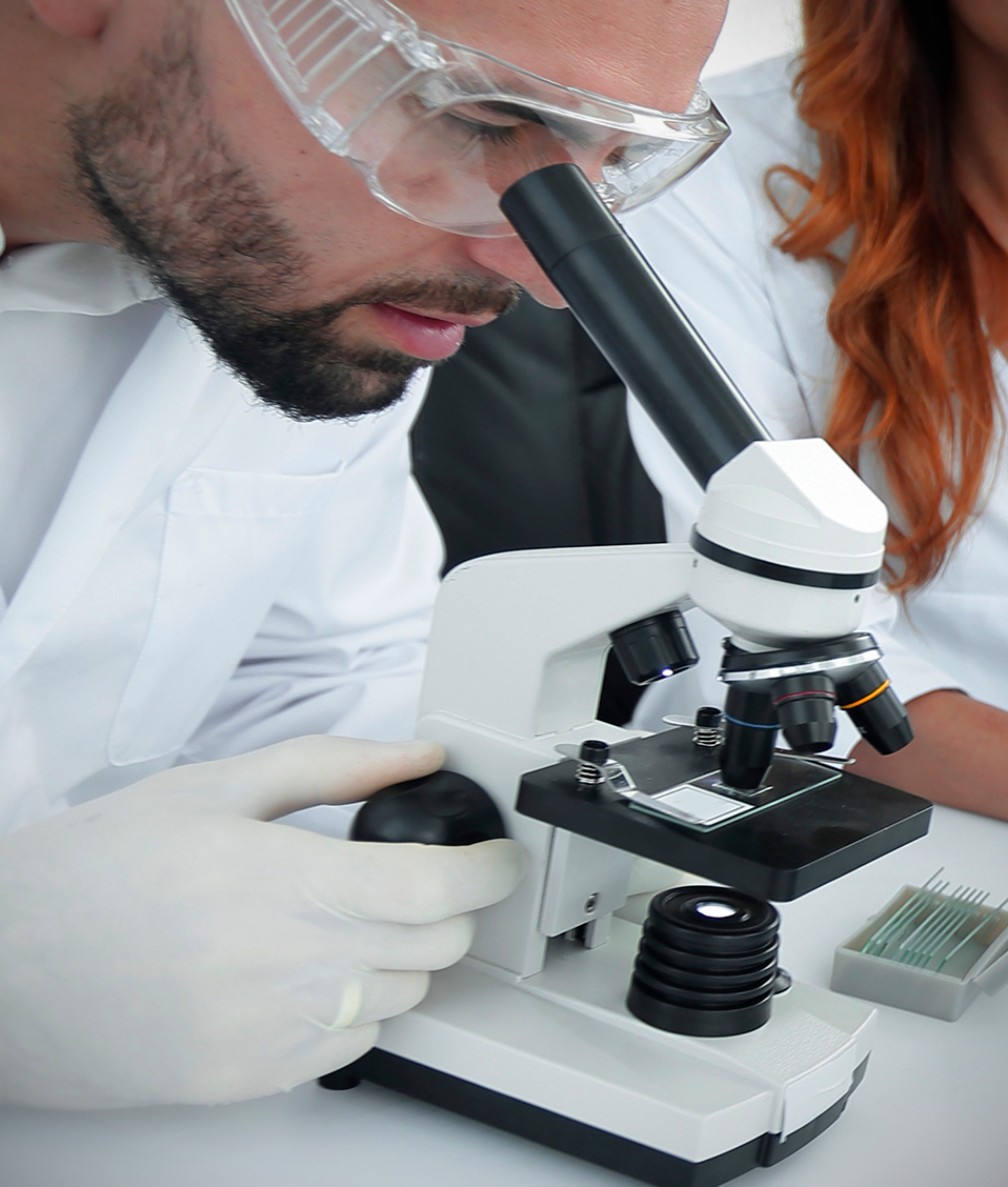 En un laboratorio, varios estudiantes realizan diversas observaciones mediante el uso de un microscopio