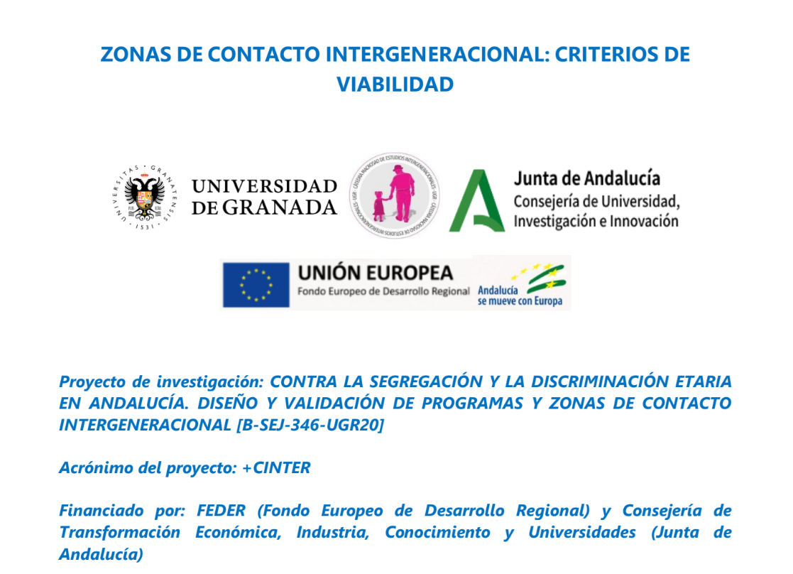 Zonas de contacto intergeneracional criterios de viabilidad