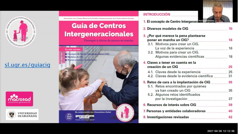 Captura de pantalla del seminario de presentación de la Guía