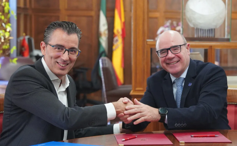 Firma de la renovación de la cátedra de Telefónica Rector de la UGR y Director de Telefónica
