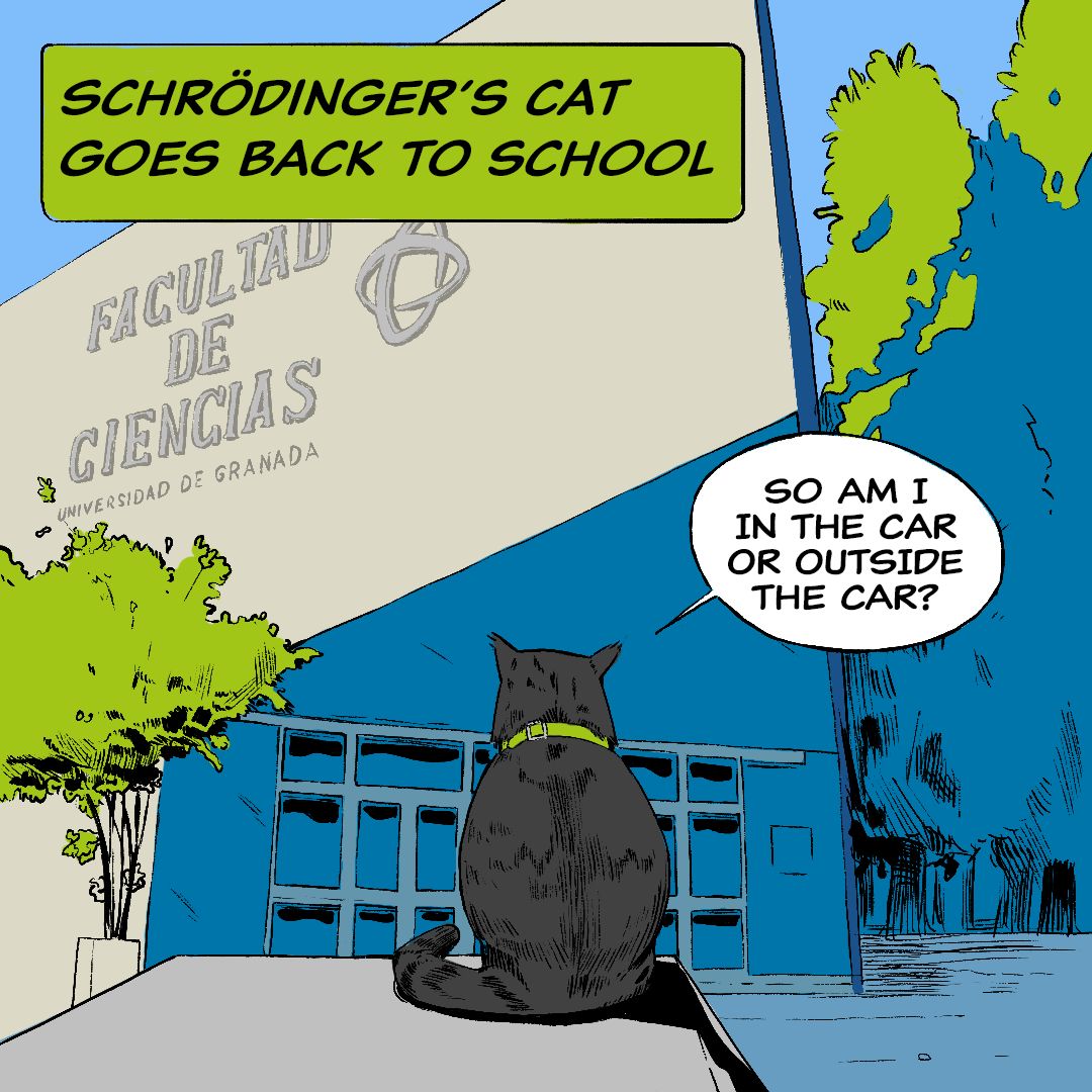 Ilustración del gato de Schrödinger